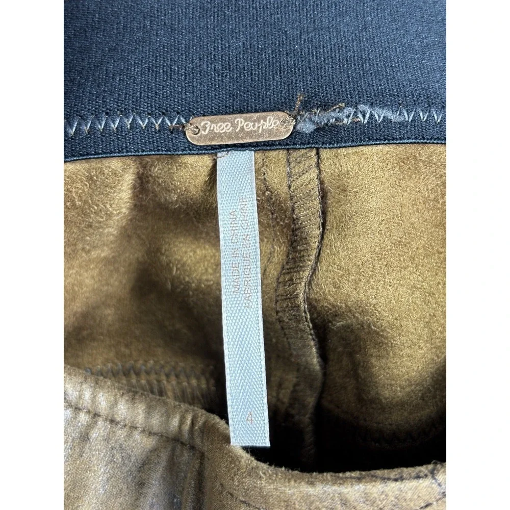 Free People Faux Suede Leggings‎ Women's 4 Brown Stretch Boho Chic Pants